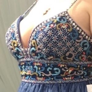 Embellished bodice blue gown